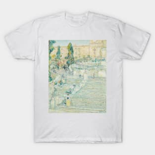 The Spanish Stairs, Rome by Childe Hassam T-Shirt